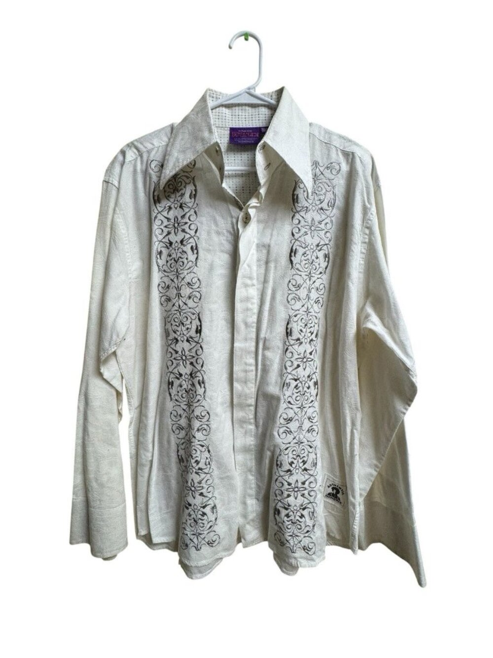 Jimi Hendrix Experience Button Up Shirt Men’s Large Embroidered White Rock
